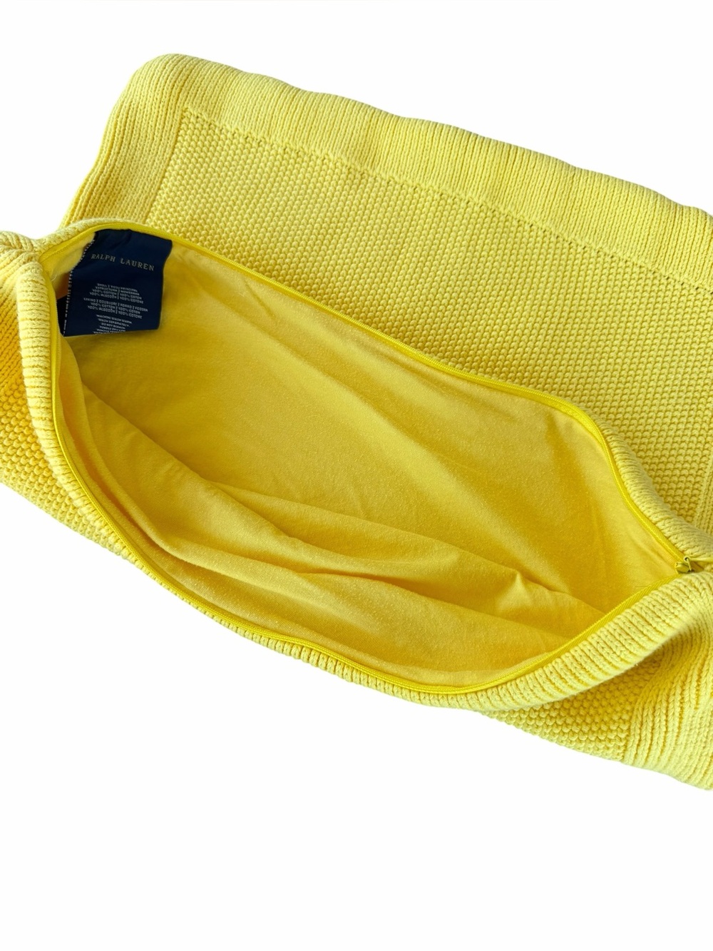 Ralph Lauren Canary Yellow Knit Pillow Cover 100% Cotton 18x18 Bright Vibrant - Picture 5 of 9